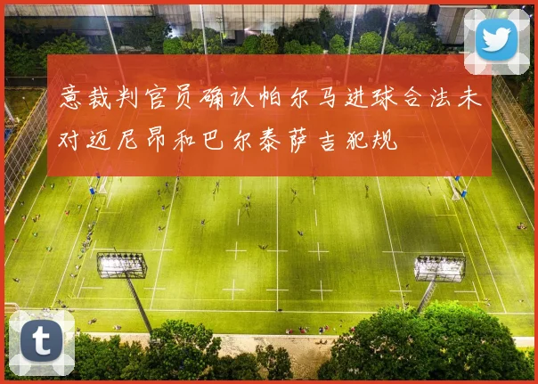 意裁判官员确认帕尔马进球合法未对迈尼昂和巴尔泰萨吉犯规